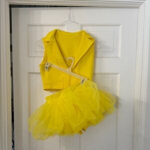Weissman Sunny Yellow Dance Costume two piece with shorts tutu